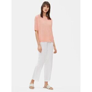 EILEEN FISHER Organic Linen Mélange Elbow-Sleeve Top Blouse size PM